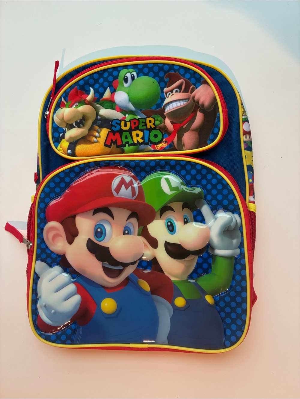 Super Mario Kids Full Size 16" Backpack - Red, Blue, Green